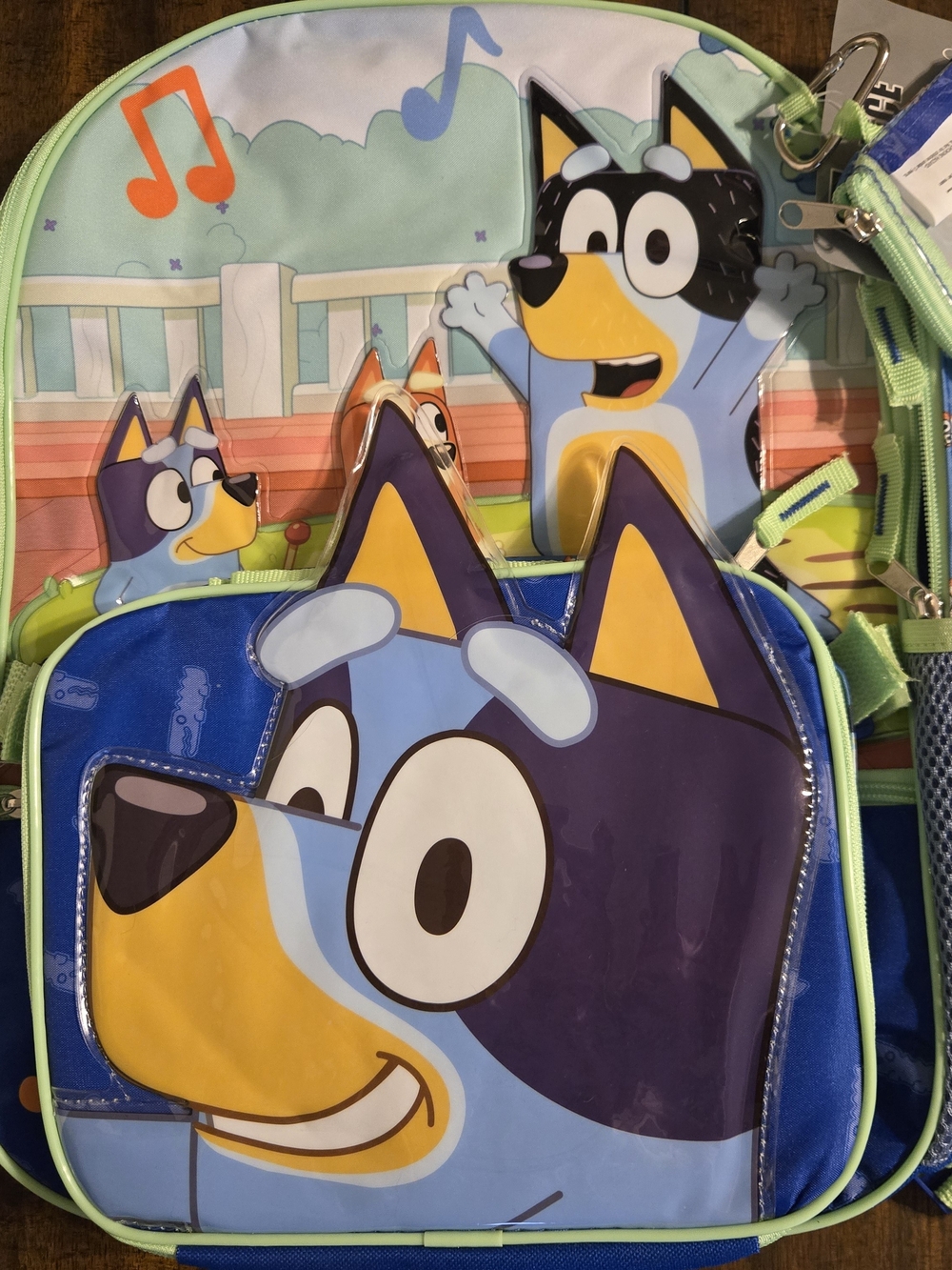 NWT Bluey 5 Piece Backpack Set W/ Lunch Bag, Gadget Case & Squish Ball